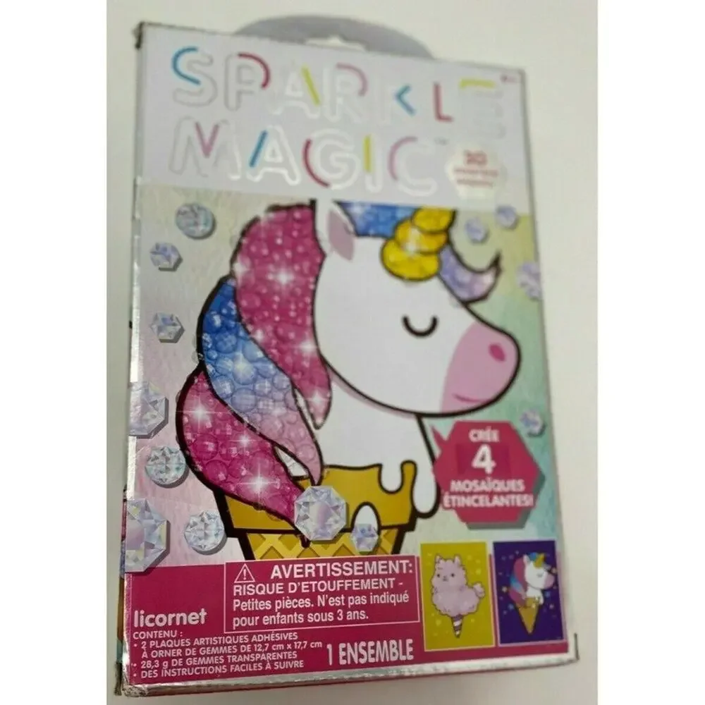 Sparkle Magic 3D Gemstone Mosaics Unicorn Create 4 Sparkling Mosaics 1 Set NEW